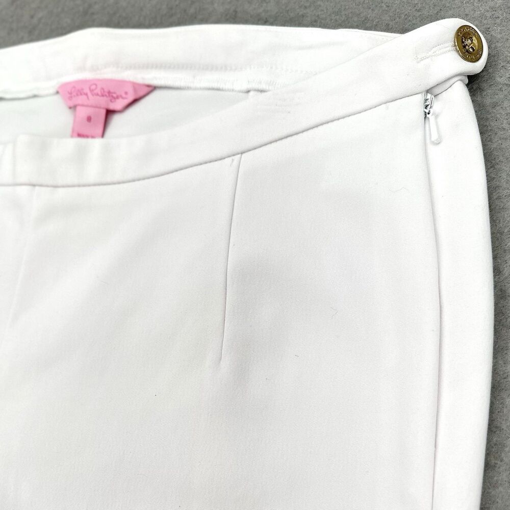 Lilly Pulitzer Alessia Stretch Dinner Pants 8 White Trousers Slim Ankle Resort - Picture 13 of 16